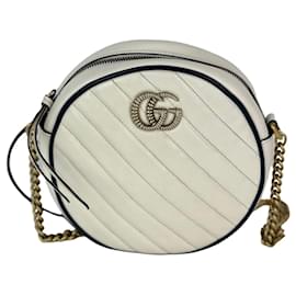 Gucci-Gucci GG Azalea Matelasse Leather Round Mystic White Shoulder Bag-White