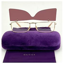 Gucci-Gucci Flip-Up Sunglasses Rectangle Red Gold frames GG0363S 002 56 preowned-Red