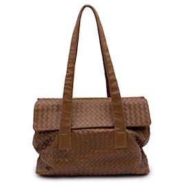 Bottega Veneta-Beige Intrecciato Leather Woven Tote Shoulder Bag-Beige