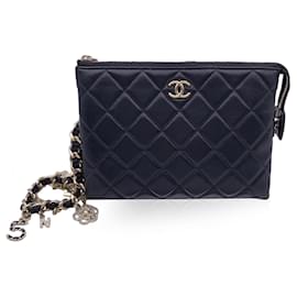 Chanel-2021 Black Quilted Leather Cocp Charms Pouch Clutch Bag-Black