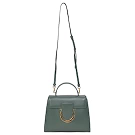 Salvatore Ferragamo-Salvatore Ferragamo Thalia Gancini Shoulder Bag In Olive Green Calfskin Leather -Green,Olive green