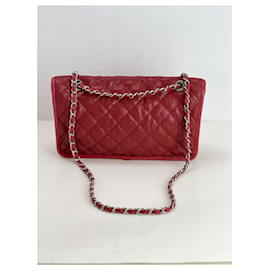 Chanel-Chanel Caviar Quilted Medium French Riviera Red Flap-Red,Dark red