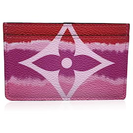 Louis Vuitton-Pink Red Rouge Monogram LV Escale Canvas Card Holder-Red
