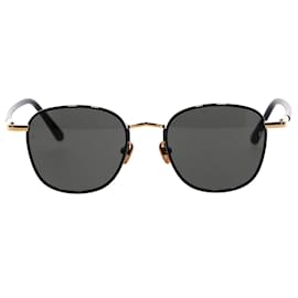 Linda Farrow-Linda Farrow Trouper Sunglasses in Gold and Black Titanium and Acetate-Black