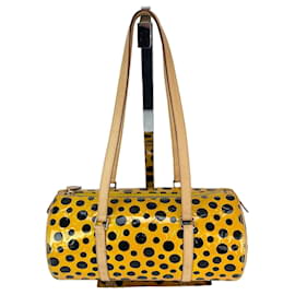 Louis Vuitton-Louis Vuitton Vernis Kusama Infinity Dots Papillion 30 Yellow Barrel Bag-Yellow