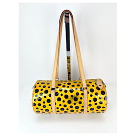 Louis Vuitton-Sac à main Papillon 30 en cuir Vernis Kusama Infinity Dots de Louis Vuitton, jaune.-Jaune