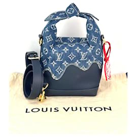 Louis Vuitton-Sac bandoulière croiseur japonais en denim bleu Taurillon Monogram Louis Vuitton X Nigo-Bleu
