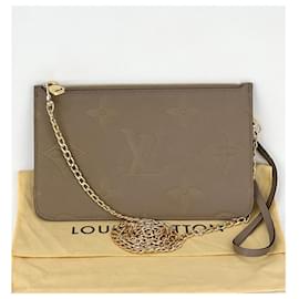 Louis Vuitton-LOUIS VUITTON Pochette en cuir beige en bandoulière de NEVERFULL-Marron