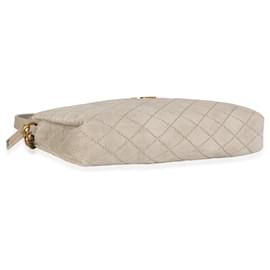 Saint Laurent-Saint Laurent Matt Gold Quilted Suede Gaby Zipped Pouch-Brown,Beige