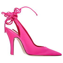 Attico-The Attico Venus Slingback Heels in Pink Satin -Pink