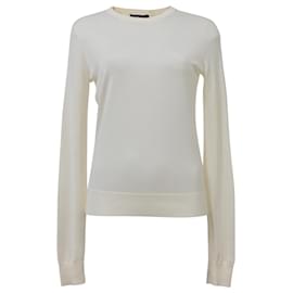 Theory-Theory Crewneck Regal Sweater in Ivory Wool-White,Cream