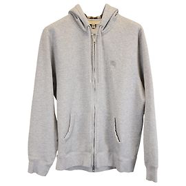 Burberry Claredon Regular Fit Zip Hoodie aus grauer Baumwolle Grau