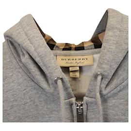 Burberry-Burberry Claredon Regular Fit Zip Hoodie in Grey Cotton-Grey