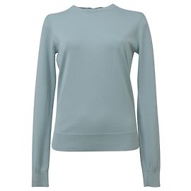 Theory Rundhals-Regal-Pullover aus hellblauer Wolle Blau Hellblau