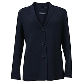 Autre Marque-'S Max Mara Single-Breasted Cucito Amano Jacket in Navy Blue Wool-Navy blue