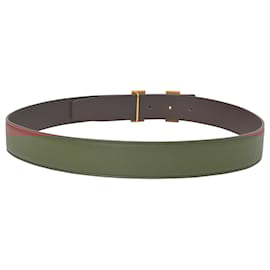 Hermès-Cinto reversível H Hermès em couro marrom-Marrom,Vermelho