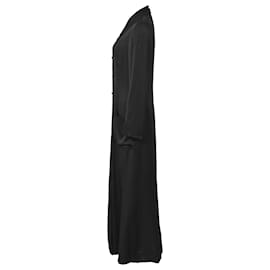 Chanel-Manteau long croisé Chanel en soie noire-Noir