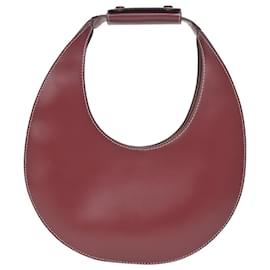 Staud-Staud Moon Bag in Burgundy Leather-Red,Dark red