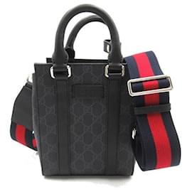 Gucci-Bolsa de ombro Gucci GG Supreme Mini 2way em lona 696010 em ótimo estado-Preto