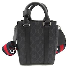 Gucci-Gucci GG Supreme Mini 2way Shoulder Bag Canvas Shoulder Bag 696010 in Excellent condition-Black