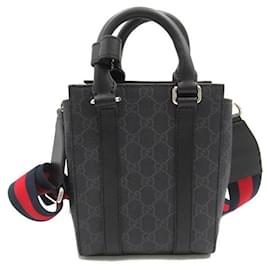 Gucci-Bolsa de ombro Gucci GG Supreme Mini 2way em lona 696010 em ótimo estado-Preto