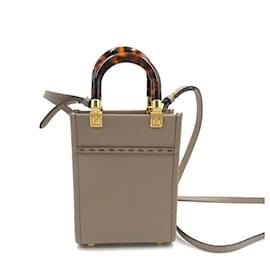 Fendi-Sac à main en cuir Fendi Mini Sunshine Shopper 8BS051 ABVL en excellent état-Marron