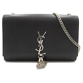 Yves Saint Laurent-Bolsa de ombro de couro Yves Saint Laurent Kate Tassel Medium 354119 em ótimo estado-Preto