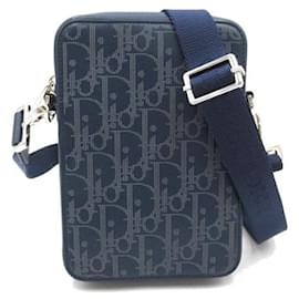 Dior-Dior World Tour Oblique Messenger Pouch Leather Shoulder Bag 2ESBC265 in Excellent condition-Blue