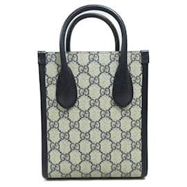 Gucci-Bolsa de couro Gucci Interlocking G Mini Tote Bag 691623 em ótimo estado-Azul