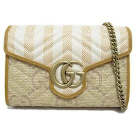 Gucci-Gucci GG Raffia Marmont Crossbody Bag  Natural Material Crossbody Bag 475000.0 in Excellent condition-Brown