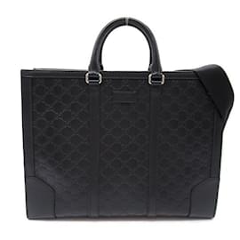 Gucci-Gucci Guccissima 2Way Tote Bag Leather Tote Bag 428043 in Excellent condition-Black