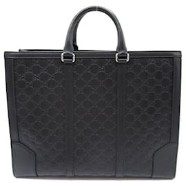 Gucci-Gucci Guccissima 2Way Tote Bag Leather Tote Bag 428043 in Excellent condition-Black