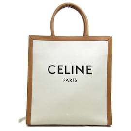 Céline-Celine Vertical Coverage Tote Bag Canvas Tote Bag 190402BNZ.02NT in Excellent condition-White