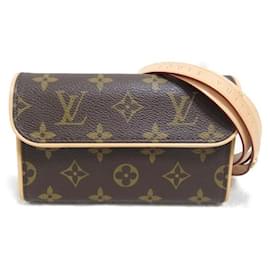 Louis Vuitton-Bolso de cinturón Pochette Florentine de lona Louis Vuitton M51855 en excelente estado-Castaño