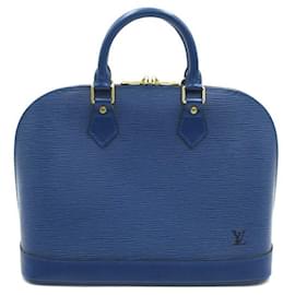 Louis Vuitton-Sac à main en cuir Louis Vuitton Alma M52145 en très bon état-Bleu