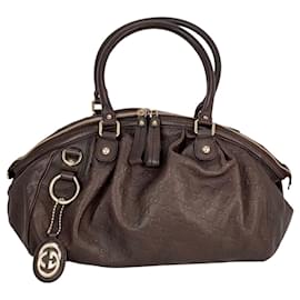 Gucci-Gucci Sukey Medium Boston Guccissima Brown Leather Shoulder Bag-Brown