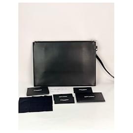 Saint Laurent-Saint Laurent Black Smooth Leather I-Pad Case Clutch-Black