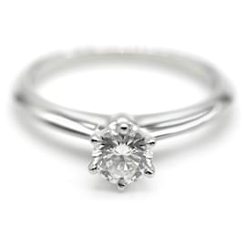 Tiffany & Co-Tiffany & Co. Solitaire Diamond Engagement Ring in Platinum I VS1 0.4 CTW-Silvery,Metallic