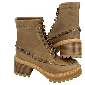 Chloé SEE BY CHLOE Mahalia Botines de Piel de Ternera con Ojetes Marrones Nuevos Castaño