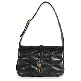 Saint Laurent-Saint Laurent Black Quilted Lambskin Le 57 Hobo-Black