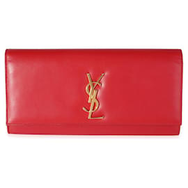 Saint Laurent-Saint Laurent Red Smooth Calfskin Cassandre Clutch-Red