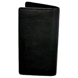 Louis Vuitton-LOUIS VUITTON Epi Brazza Long Black Leather Wallet-Black