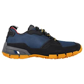 Prada-Prada Sport Lace Up Sneakers in Blue Mesh and Rubber -Blue