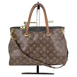 Louis Vuitton-Sac à main Louis Vuitton PALLAS en toile Monogram et cuir de veau M41064 Noir-Marron