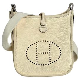 Hermès Borsa a tracolla Hermes Taurillon Clemence evelyne TPM Nata Bianca Bianco