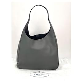 Prada-Prada Vitello Daino grey Hobo Bag-Grey