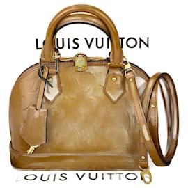 Louis Vuitton-LOUIS VUITTON Vernis Alma BB Rose Velours M91585 Sac à main épaule d'occasion-Rose