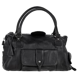 Tod's-Tod's Front Pocket Zip Satchel in Black Leather -Black