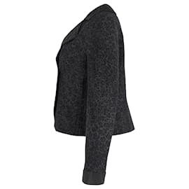 Giorgio Armani-Giorgio Armani Animal Print Double-Breasted Jacket in Grey Wool-Grey