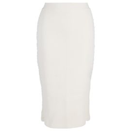 Victoria Beckham Strick-Midi-Rock aus weißer Baumwolle Weiß